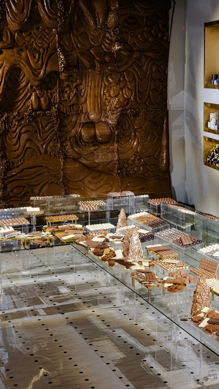 Mesa de doces e chocolates no evento de Rafael Vaks